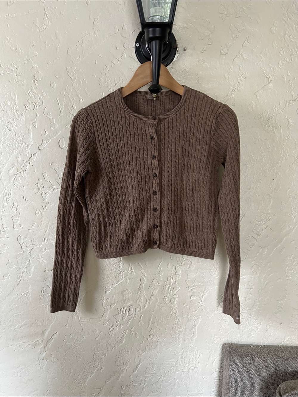 Brandy Melville John Galt Cable Knit Brown Cardigan